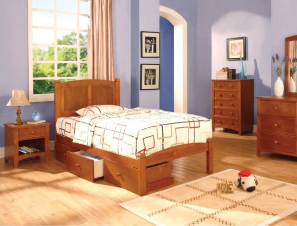 Caramo Collection Panel Bed (Cherry and Oak) - Image 2