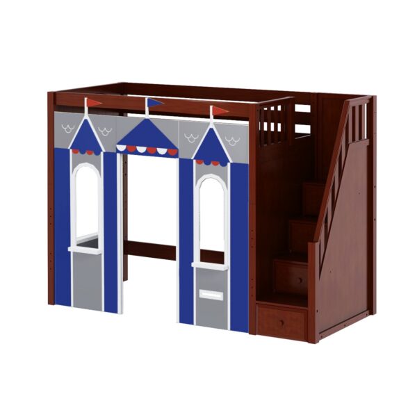 Maxtrix Play House High Loft Bed (White, Natural and Chestnut) - Image 4
