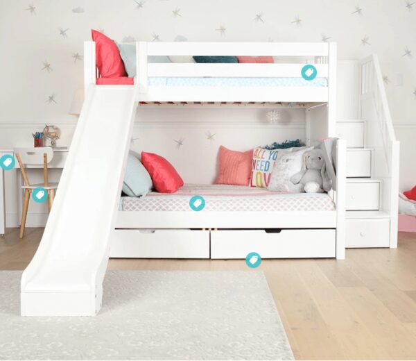 Maxtrix Twin over Full Staircase Bunk Bed with Slide (White, Natural and Chestnut) - Image 3