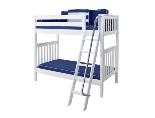 Max Slatted Bunk Bed w/ Slanted Ladder in White