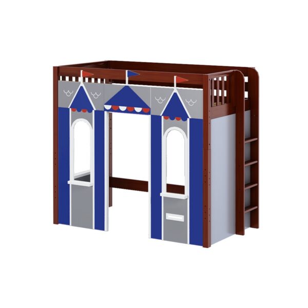 Maxtrix Play House High Loft Bed (White, Natural and Chestnut) - Image 10