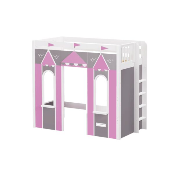 Maxtrix Play House High Loft Bed (White, Natural and Chestnut) - Image 8