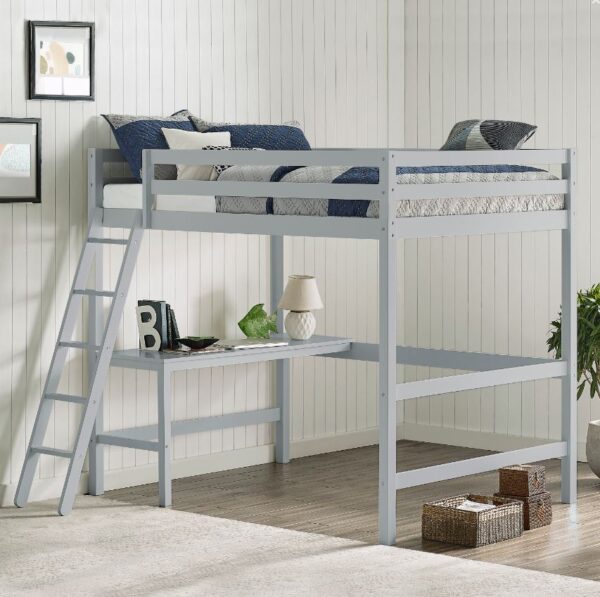 Nia Full Size Loft Bed (White and Gray) - Image 2