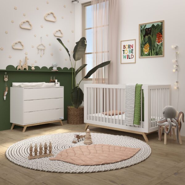 3 Drawer Dresser (White & White/Natural) - Image 3