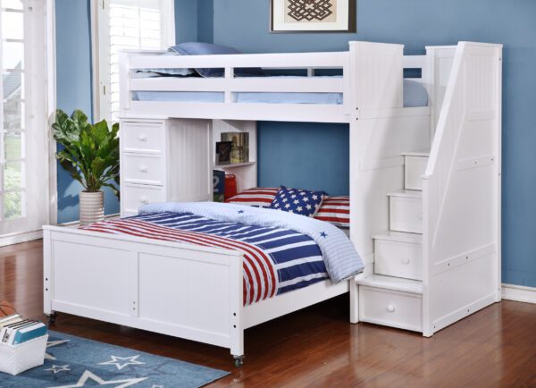 Multifunction Staircase Loft Bed (White, Espresso, Rustic Pecan, Graphite Grey & Weathered Grey) - Image 2