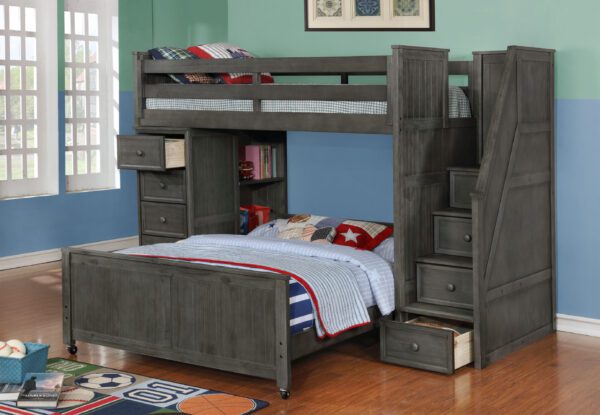 Multifunction Staircase Loft Bed (White, Espresso, Rustic Pecan, Graphite Grey & Weathered Grey) - Image 11