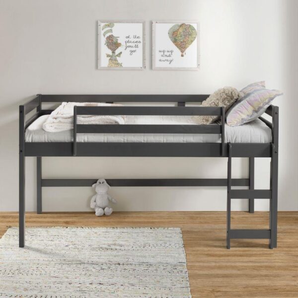Lana Twin Size Low Loft Bed (Gray and Navy Blue)