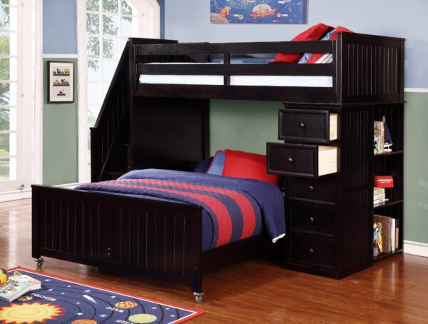 Multifunction Staircase Loft Bed (White, Espresso, Rustic Pecan, Graphite Grey & Weathered Grey) - Image 6