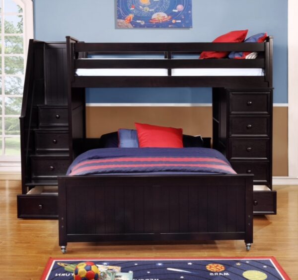 Multifunction Staircase Loft Bed (White, Espresso, Rustic Pecan, Graphite Grey & Weathered Grey) - Image 8