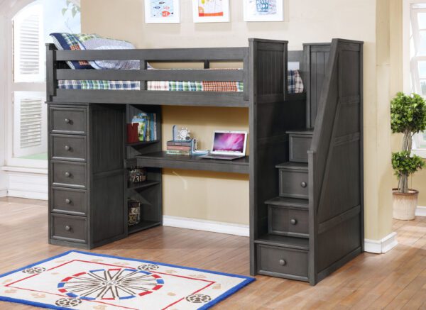Multifunction Staircase Loft Bed (White, Espresso, Rustic Pecan, Graphite Grey & Weathered Grey) - Image 10