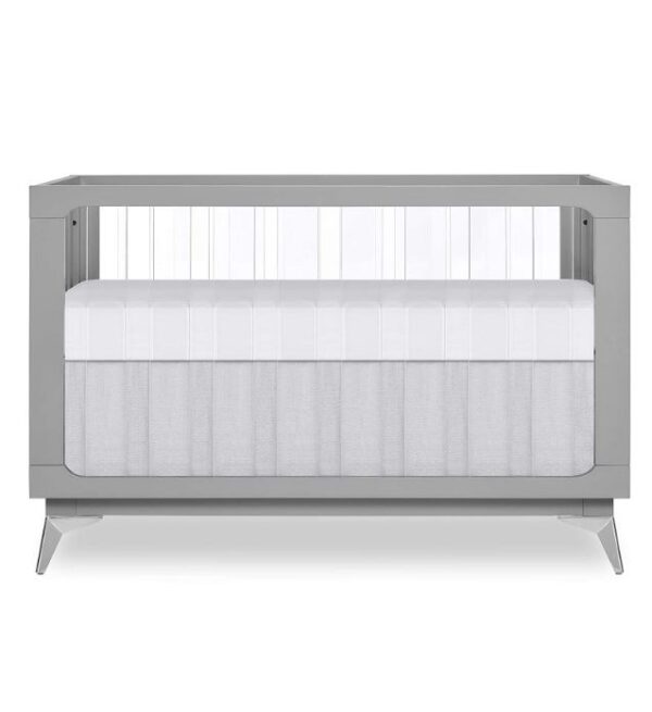 Acrylic Modern Convertible Crib (Solid White and Moon Grey) - Image 4