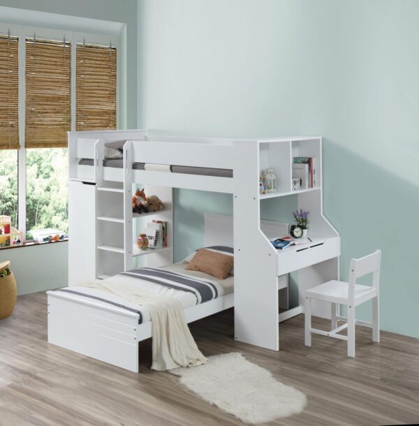 Amber Twin Size Loft Bed in Light Gray