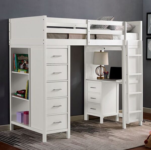Cassie Twin Loft Bed in White