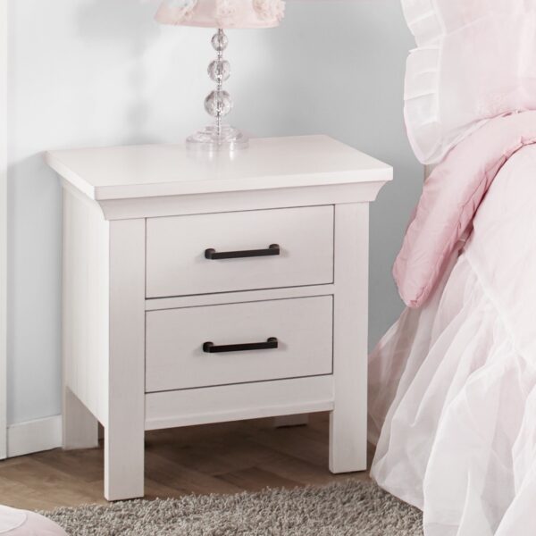 Cleo 2 Drawer Nightstand (Vintage White & Distressed Grey) - Image 2