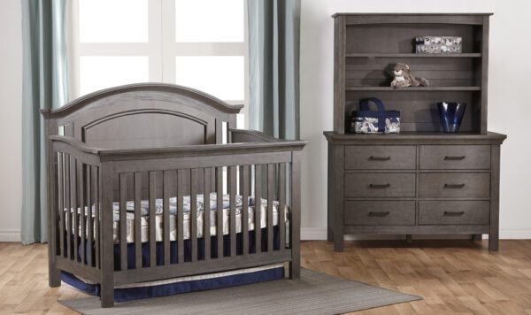 Cleo Lifetime Convertible Crib (Vintage White & Distressed Grey)