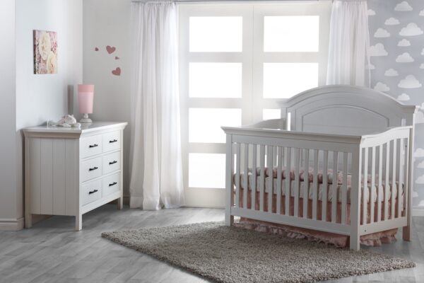 Cleo Lifetime Convertible Crib (Vintage White & Distressed Grey) - Image 2