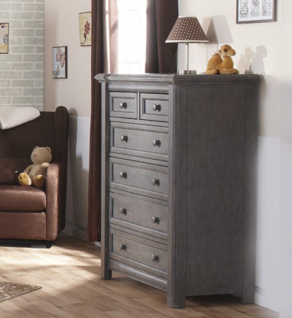 Crystal 5 Drawer Dresser (Vintage White and Granite) - Image 2
