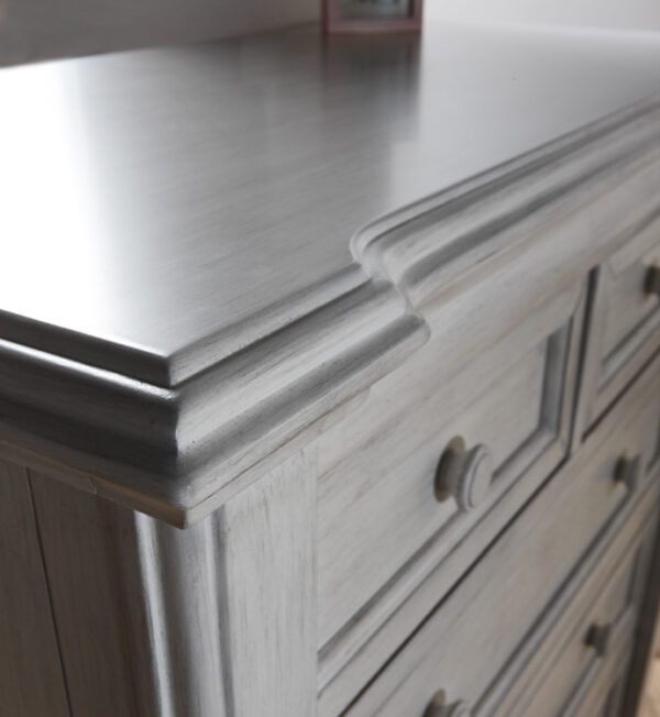 Crystal 5 Drawer Dresser (Vintage White and Granite) - Image 3