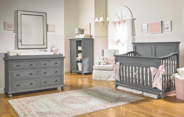 Dolce Babi Naples Full Panel Crib in Nantucket Grey