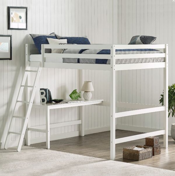 Nia Full Size Loft Bed (White and Gray)