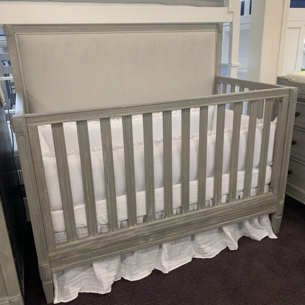 Heaven 4-in-1 Custom Upholstered Convertible Crib in Washed Grey