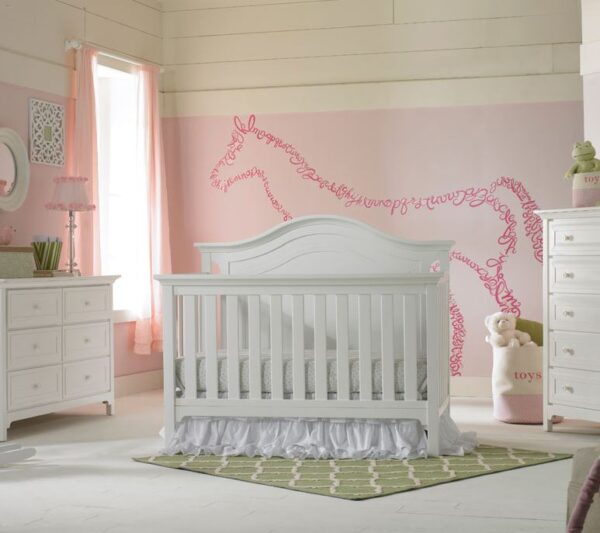 Karisma Curved Headboard Convertible Crib (White, Moon Grey and Distressed Grey)