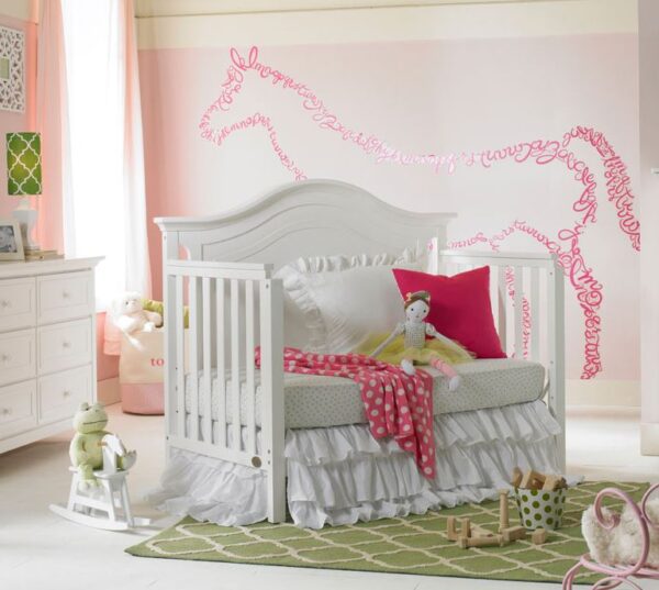 Karisma Curved Headboard Convertible Crib (White, Moon Grey and Distressed Grey) - Image 3