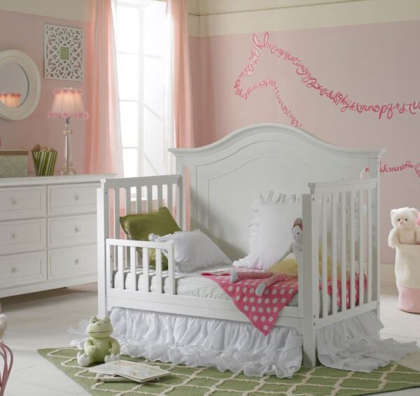 Karisma Curved Headboard Convertible Crib (White, Moon Grey and Distressed Grey) - Image 2