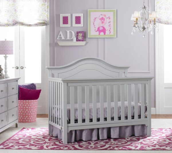 Karisma Curved Headboard Convertible Crib (White, Moon Grey and Distressed Grey) - Image 5