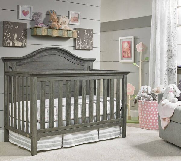 Karisma Curved Headboard Convertible Crib (White, Moon Grey and Distressed Grey) - Image 6