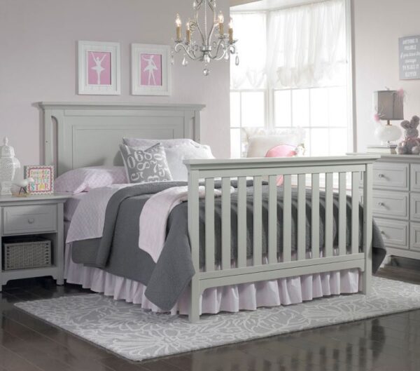 Karisma Straight Headboard Convertible Crib (White and Moon Grey) - Image 4