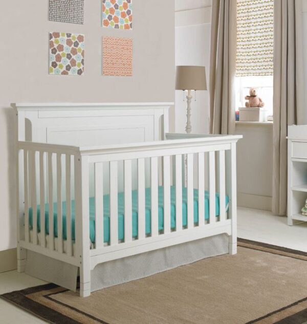 Karisma Straight Headboard Convertible Crib (White and Moon Grey) - Image 5