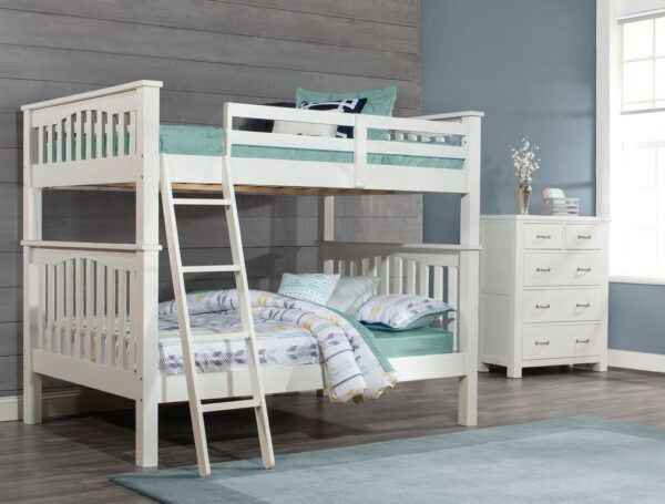 Kenwood Collection Full over Full Bunk Bed in Distressed White