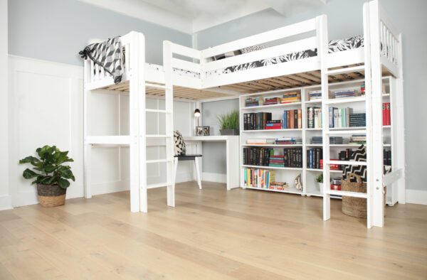 Maxtrix Twin High Corner Loft Bed (White, Natural and Chestnut)