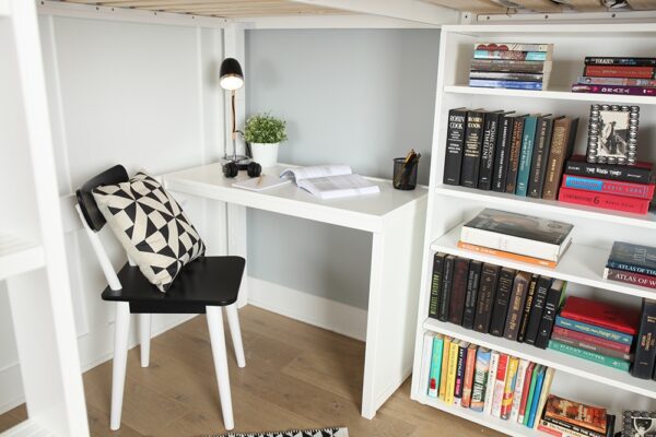 Maxtrix Twin High Corner Loft Bed (White, Natural and Chestnut) - Image 3