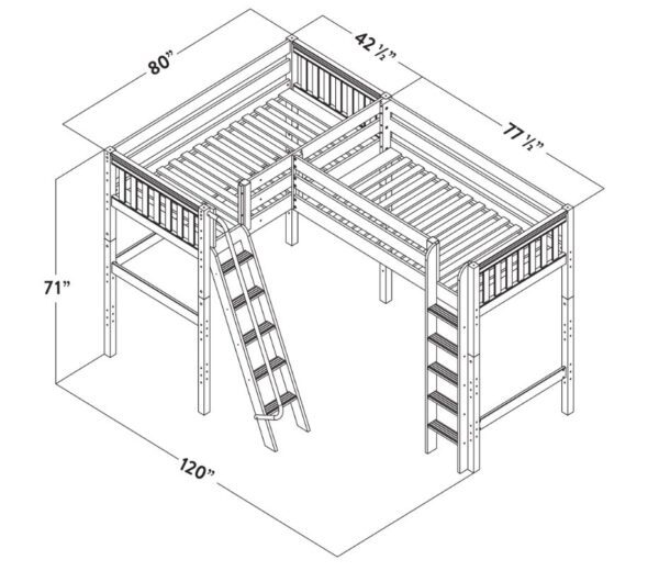 Maxtrix Twin High Corner Loft Bed (White, Natural and Chestnut) - Image 5