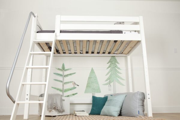 Maxtrix Twin High Loft Bed with Angled Ladder (White, Natural and Chestnut) - Image 2
