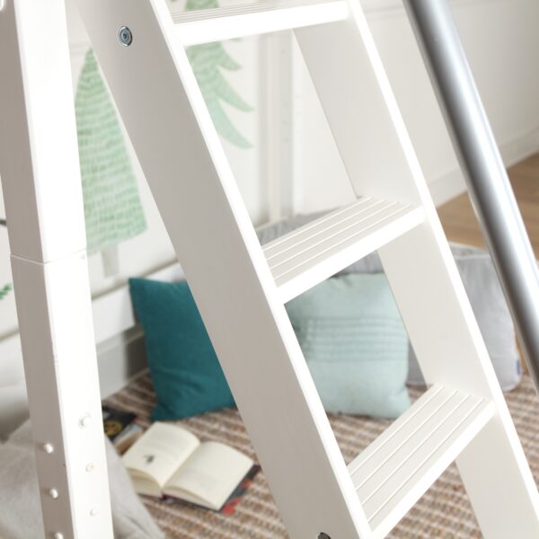 Maxtrix Twin High Loft Bed with Angled Ladder (White, Natural and Chestnut) - Image 3