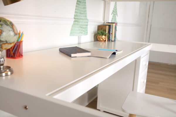 Maxtrix Twin High Loft Bed with Angled Ladder, Desk and Dresser (White, Natural and Chestnut) - Image 2