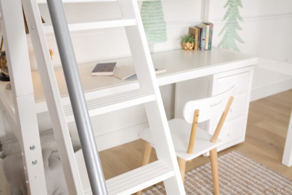 Maxtrix Twin High Loft Bed with Angled Ladder, Desk and Dresser (White, Natural and Chestnut) - Image 4