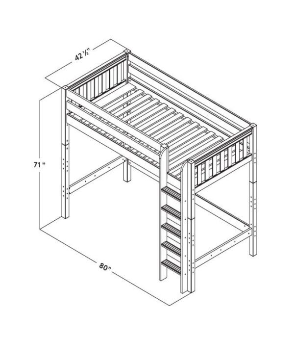 Maxtrix Twin High Loft Bed with Straight Ladder (White, Natural and Chestnut) - Image 4