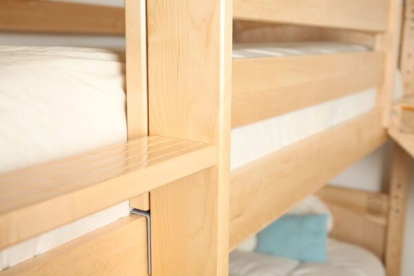 Maxtrix Twin Triple Bunk Bed with Ladder and Slide (White, Natural and Chestnut) - Image 2