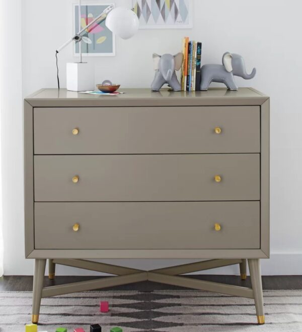 Mid-Century 3 Drawer Dresser in French Grey