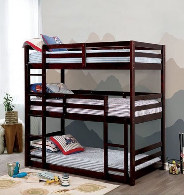 Moonlight Twin Size Triple Bunk Bed (White, Gray and Dark Walnut) - Image 2