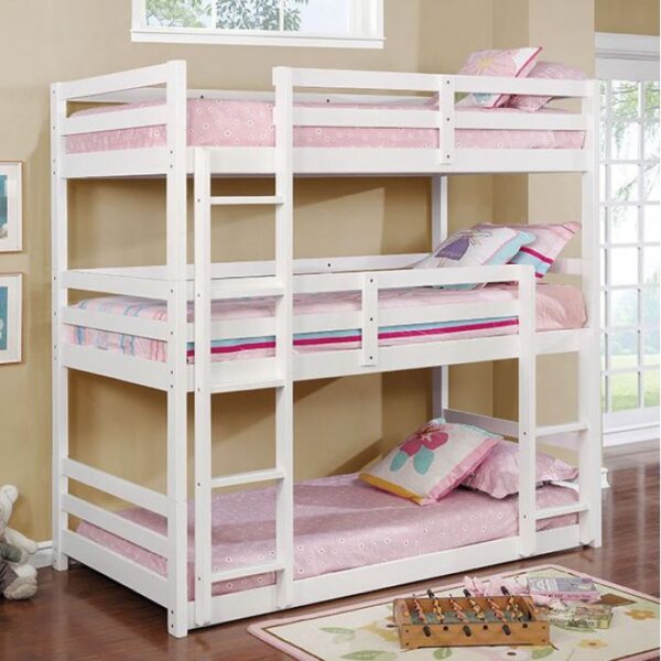 Moonlight Twin Size Triple Bunk Bed (White, Gray and Dark Walnut) - Image 3