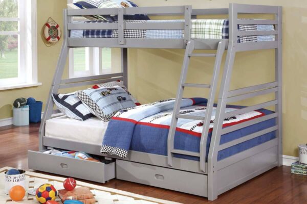 Moonlight Twin over Full Bunk Bed (Gray, White, Oak, Espresso, Antique White, Black)