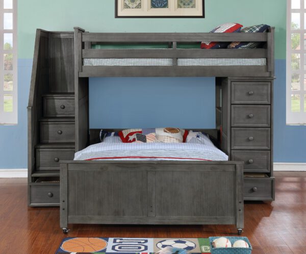 Multifunction Staircase Loft Bed (White, Espresso, Rustic Pecan, Graphite Grey & Weathered Grey)