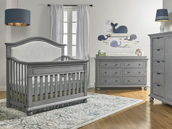 Dolce Babi Naples Curved Upholstered Crib in Nantucket Grey - Image 2