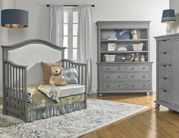 Dolce Babi Naples Curved Upholstered Crib in Nantucket Grey - Image 3
