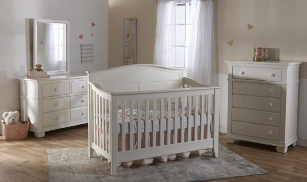 Nico Forever Convertible Crib (White and Mocacchino)